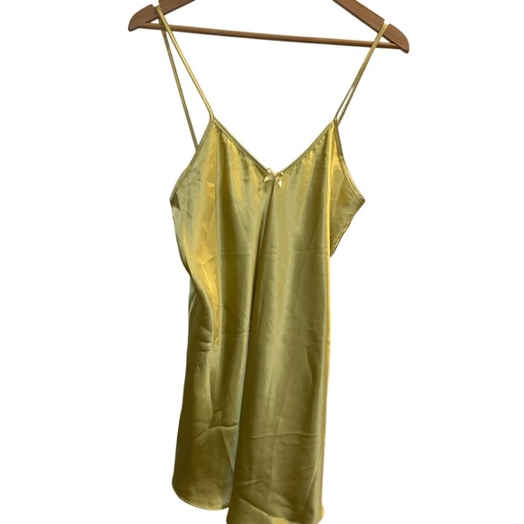 Nicolette New York Other - Nicolette New York Vintage Yellow Satin Chemise Nightgown Bow Accent USA Mens M